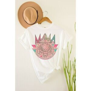 Mama Tiger Oversized Graphic Tee Comfort Colors Relaxed Slogan Shirt White New